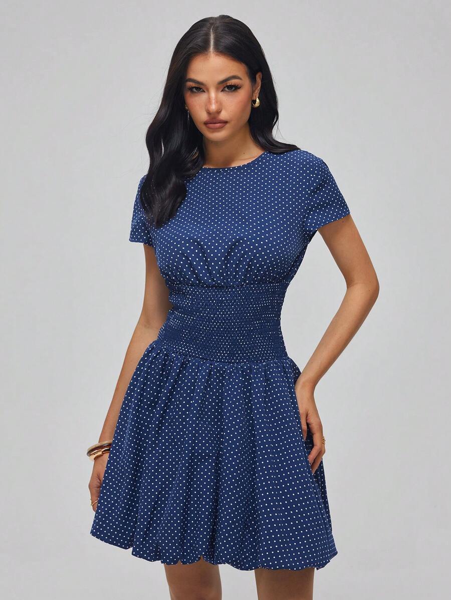 Roylia Women's Fashion Elegant Waist Cinching Mini Dress - Multicolor - View 1