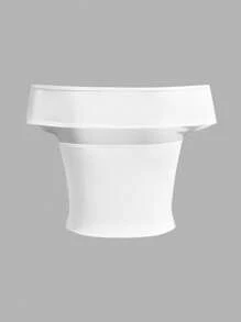 SHEIN EZwear 1 件夏季针织白色女式紧身百搭短款上衣 - 白色 - 查看 9