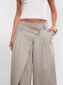 Hauture Pantaloni casual da ufficio estivi solidi, asimmetrici, avvolgenti, rilassati