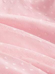 SHEIN MOD 女士粉色波尔卡圆点荷叶边 V 领连衣裙、舞会礼服、派对礼服 - 粉色 - 查看 3