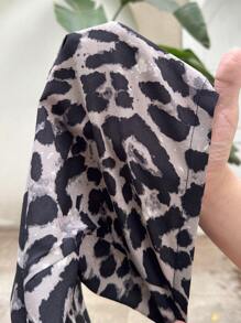 SHEIN Tween Girls' Casual Fashion Chiffon Leopard Print Straight Leg Pants - Grey - View 7