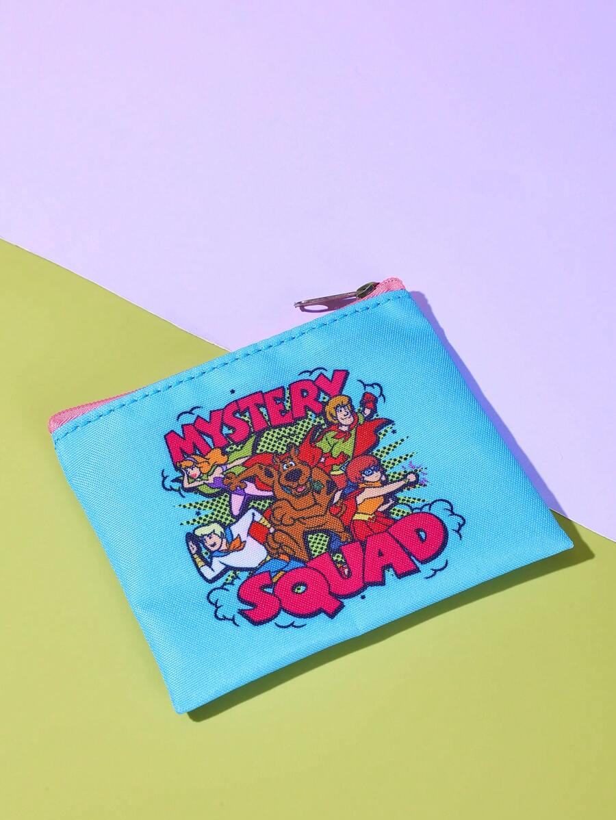 SCOOBY-DOO X SHEIN 卡通字母图案时尚零钱包，蓝色