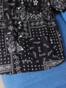 SHEIN 2pcs/Set Teen Boys' Casual Black Full Print Short Sleeve T-Shirt And Shorts Set, Street Style Punk Rock School Daily Wear, Party, Music Festival, Suitable For Spring & Summer