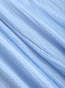 Sweetra Y2K 性感扭褶纹理面料阔腿连体裤 - 藍色 - 查看 3