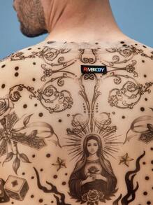 FeverCity Fever City 男士数码印花网眼露肩 V 领短袖连体裤 - 彩色 - 查看 6