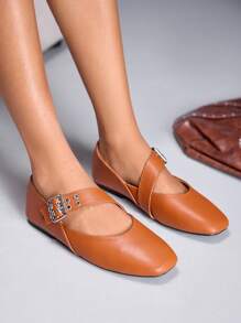 CUCCOO GRLICON Zapatos planos de estilo Y2K para mujer, adecuados para looks punk, motero, chica cool, Halloween, Navidad y fiestas - Marrón - Ver 1
