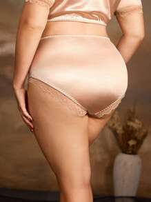 PinupGlam Große Größen Satin Spitzen Höschen, bequem und dehnbar
