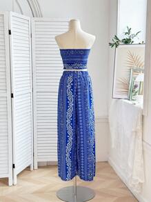 INAWLY Ensemble deux pièces pour femmes pour le port quotidien - Bleu marine - Voir 3
