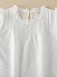 青少年女孩无袖纯色上衣和裤子套装，简约时尚两件套服装 - 彩色 - 查看 3