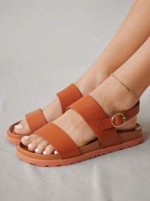 HighSole Nuevas sandalias planas de verano versátiles para mujeres - Marrón - Ver 1