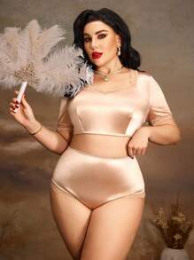 PinupGlam Große Größen Satin Spitzen Höschen, bequem und dehnbar