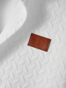 Manfinity Homme Men's Casual Textured Button Front Short Sleeve Shirt, Summer, Manfinity Men's Vacation Casual Style With An INS-Inspired Look, Featuring A Geometric Diamond-Textured Jacquard Knit Short-Sleeve Shirt.Breathable Fabric, Making It Ideal For A Hawaiian Beach Vacation.It's Perfect For Couples To Pair Together And Makes An Excellent Gift Idea For Boyfriends Or Husbands.Offers A French Elegance And Romance. - White - View 4