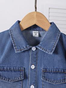 Young Boys Denim Two Pieces Outfits Young Boys Suit Set Young Boys 2 Pieces Young Boys Sets Boys Denim 2 Pieces Outfits Girl Clothes Sets Young Girls Sets - Blue - View 7