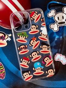 Paul Frank X SHEIN Monkey Print Durable And Fashionable Fun Mobile Phone Case, Summer Island Protective Case, Compatible With IPhone 11- 17 Pro Max - Clear - View 5