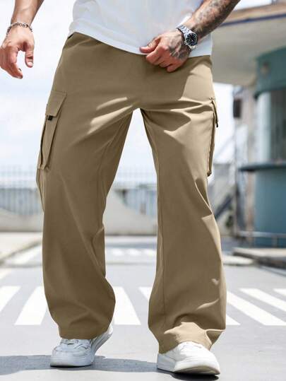 Manfinity Homme 秋季大码男士纯色宽松休闲工装裤