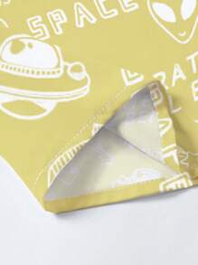 ROMWE MEN Prep 男士夏季时尚全印花短袖衬衫 - 黃色 - 查看 6