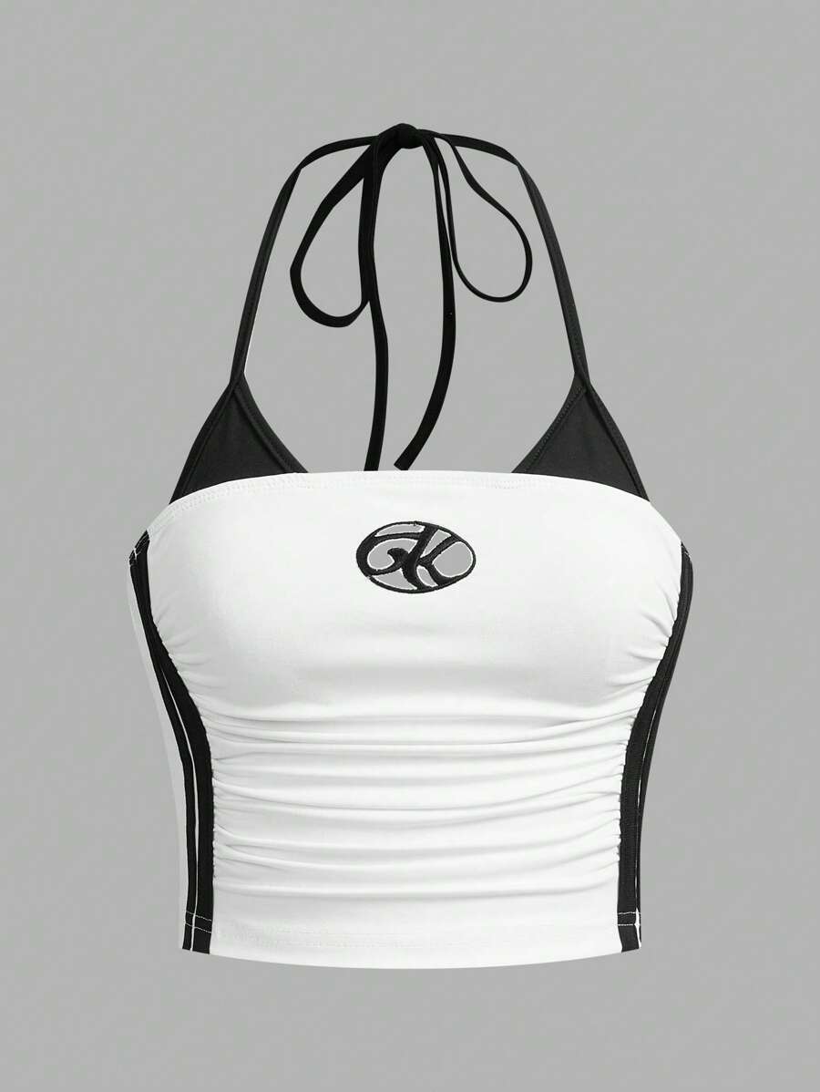 SHEIN ICON 女士 Y2k 外出休闲健身服撞色系带无袖背心，运动风格日常穿着