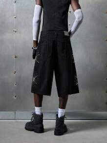 NEON BLANC Shorts vaqueros casuales, de corte relajado y estilo gótico urbano para hombres