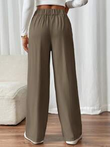 SHEIN Frenchy Pantaloni eleganti da ufficio con gamba dritta e doppia fibbia per donne