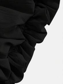 SHEIN MOD 女士粉色泡泡袖上衣、春季吊带背心、狂欢节、情人节 - 黑色 - 查看 4