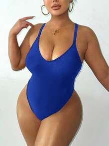 Swim SXY Maillot de bain une pièce à dos nu avec nœud au cou, grande taille, pour la plage et les vacances