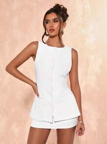 SHEIN BAE Women Two Pieces Outfits For Daily Wear,Valentine's Day,Valentine Outfits For Women - White - View 7