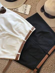 Set de 3 pantalones cortos casual/de oficina en negro, blanco y café para mujeres