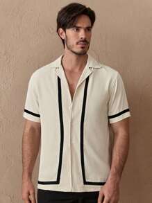 HIMLAND 男士梭织休闲短袖纽扣衬衫，Old Money