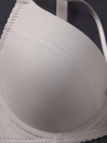 1pc Romantic Solid Color Underwire Supportive Adjustable Bra, Women's - Khaki - View 3