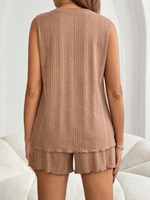 SHEIN Maternity Two Pieces Suits Summer Outfits For Women - Brown - View 2