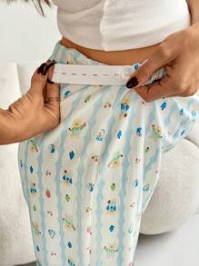 SHEIN Pantalones holgados de maternidad con estampado de dibujos animados, cintura ajustable - Multicolor - Ver 7