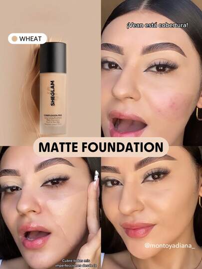 SHEGLAM كريم أساس مطفي يدوم طويلاً وقابل للتنفس من Complexion Pro-كريم أساس مقاوم للتعرق ومقاوم للزيوت وتغطية كاملة وخالي من المسام ومخفي ومقاوم للماء وخالي من العيوب ولا يتلاشى وخفيف الوزن وكريم أساس سائل من علامة تجارية جمال مكياج ميكب مستحضرات تجميل للنساء الفتيات مثالي لفصل الشتاء الربيع مثالي ل- Y2K أزياء أنيقة رمضان هدية حفلة جاهز أفضل لون