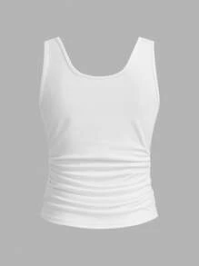 Slaydiva 2pcs/Set Buttoned Racerback Tank Top For Women, Pleated Design, Suitable For Summer - Multicolor - View 3