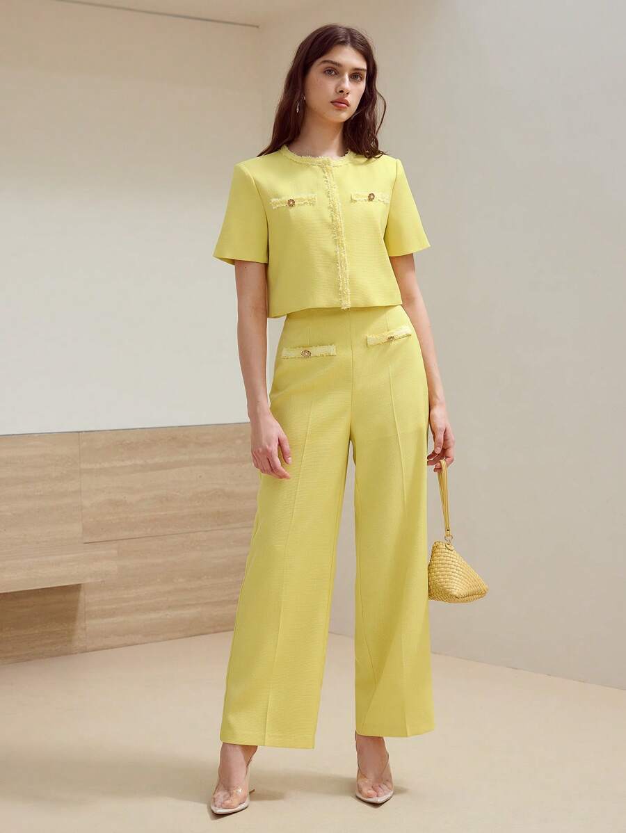 MOTF STUDIO CONTRAST BINDING PRESS CREASE SUIT PANTS