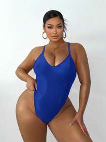 Swim SXY Maillot de bain une pièce à dos nu avec nœud au cou, grande taille, pour la plage et les vacances