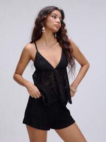 SHEIN Unity Conjunto de dos piezas para mujer para uso diario - Negro - Ver 5