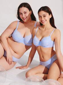 LUVLETTE Plus Woman Full Coverage Lingerie Lounge Curve Support & Breathable Underwire Sexy Unlined Minimizer Lace Elegance Bra Bridal Intimates