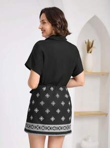 Miaspire 女士日常两件套服装 - 黑與白 - 查看 2