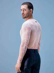 FeverCity Bộ đồ liền thân dài tay họa tiết bướm kỹ thuật số cho nam - Màu be - Xem 4