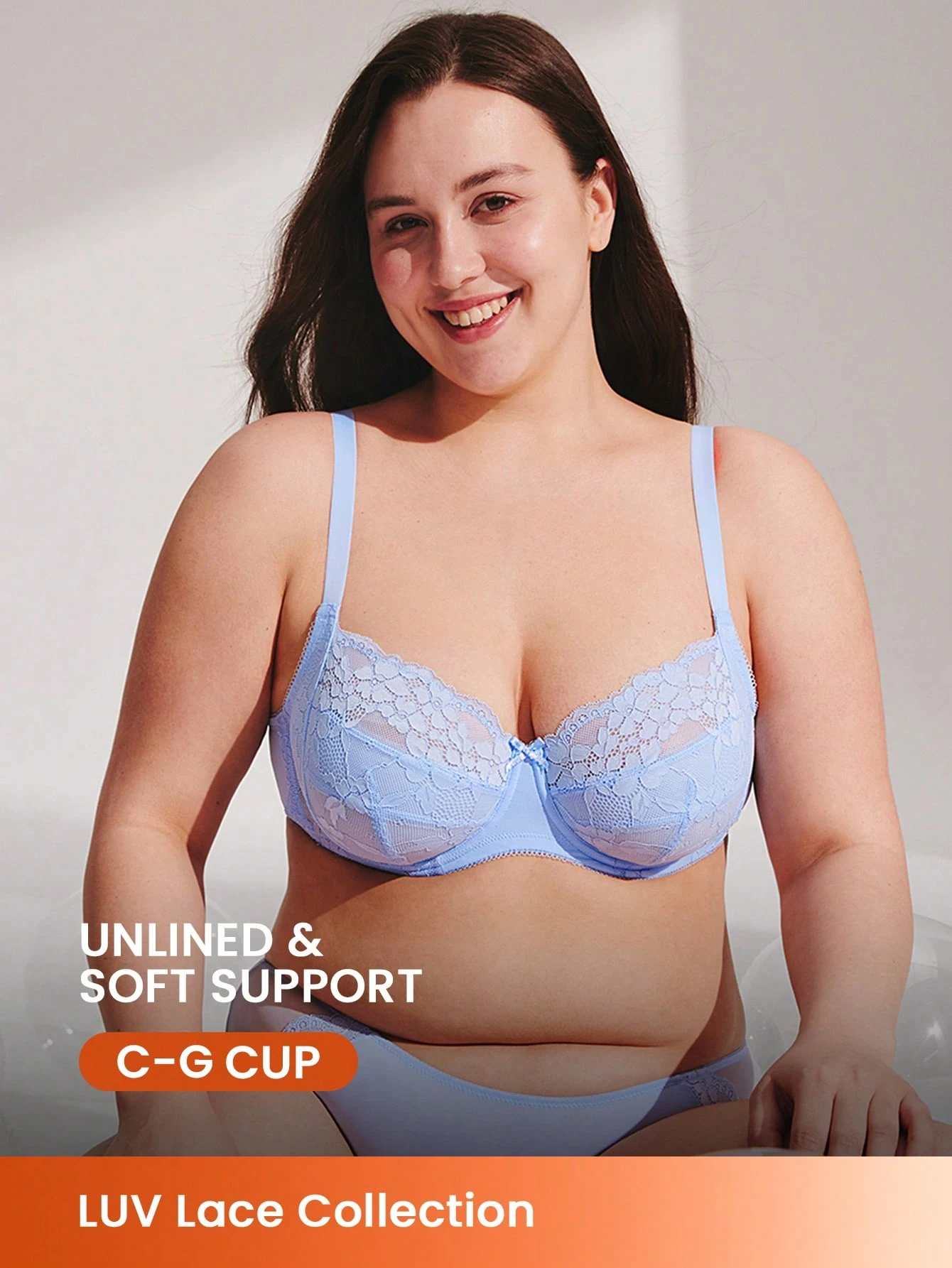 Damen Große Größen Volldeckende Blaue Lingerie Lounge Kurvenunterstützung & Atmungsaktive Unterbügel Sexy Ungefütterte Minimizer Spitze Eleganz BH Braut Wäsche