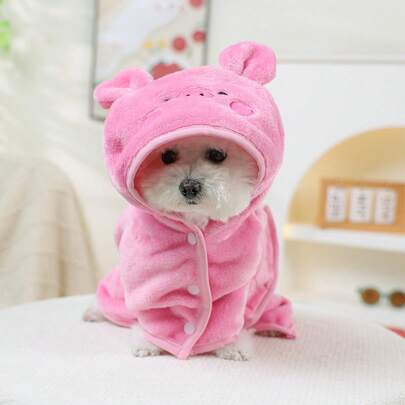 PETSIN 1 pieza Toalla absorbente para mascotas, bata de baño con capucha para cerditos pequeños de secado rápido y suave, con correa ajustable, toalla de baño y aseo para perros
