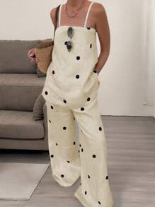 INAWLY 2 Stücke/Set Damen einfaches Polka Punkt Muster Set, Frühling/Sommer