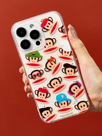 Paul Frank X SHEIN Monkey Print Durable And Fashionable Fun Mobile Phone Case, Summer Island Protective Case, Compatible With IPhone 11- 17 Pro Max