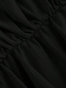 SHEIN MOD 女士粉色泡泡袖上衣、春季吊带背心、狂欢节、情人节 - 黑色 - 查看 3