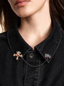 Paul Frank X SHEIN 3pcs/Set Zinc Alloy Funny & Cute Letter Style Decorative Brooch Pins - Multicolor - View 4