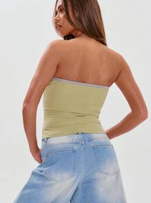 MUSERA 系带抹胸上衣，街头风，学院风，春夏休闲节日假日款 - 綠色 - 查看 3