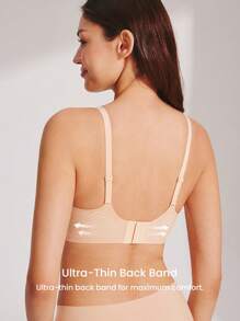 LUVLETTE Dream Curve Air Wireless Seamless Breathable Sheer T-Shirt Plunge No Show Underwear Nude Airy Sticky Basic SizeFreedom Bra