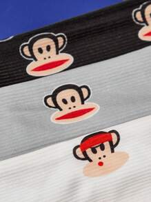 Paul Frank X SHEIN 3pcs Pack Versatile Monkey & Skull Printed Elastic Headbands, Suitable For Sports, Casual Styles, Washing Face Hair Band Turban Headband Sweatband - Multicolor - View 5