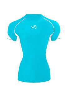 Manfinity Swimmode Men's Contrast Color Raglan Sleeve Surfing T-Shirt, Hawaiian - Baby Blue - View 7