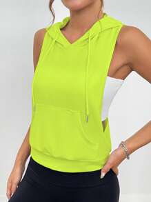 Core Rhythm Women's Sleeveless Print Hooded Sports Sweatshirt